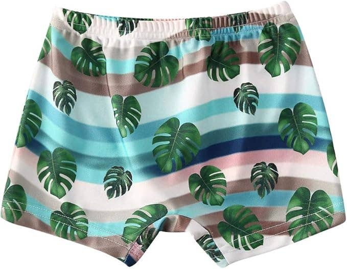 Green Tropical Palm Leaf Toddler Boy Swim Shorts