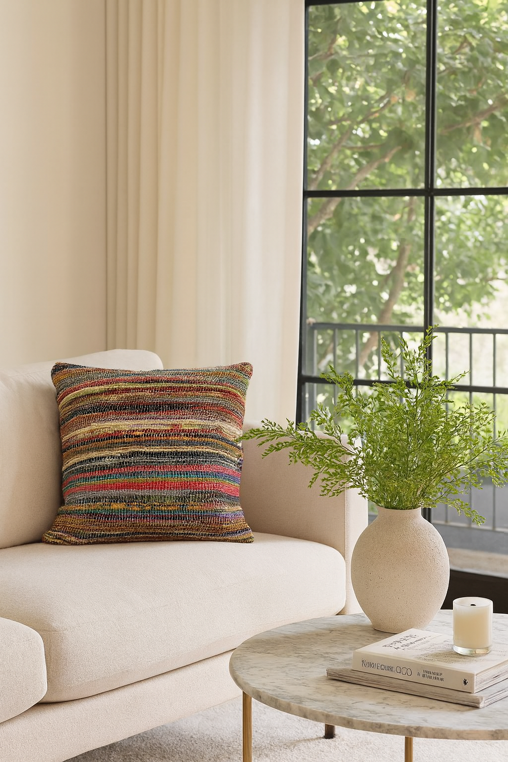 7114 - Woven Chindi 22" Square Throw Pillow