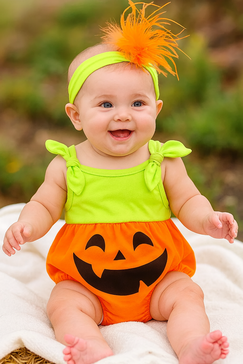 Baby Pumpkin Romper & Headband Yellow-Orange 2pcs Costume