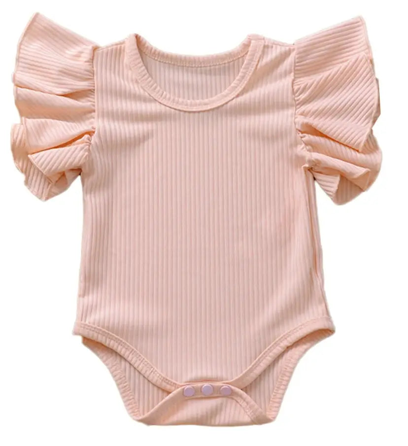 Pink Ruffle Sleeve Basic Baby Romper