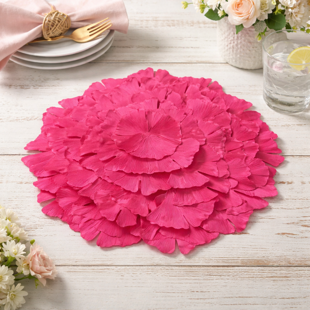 Plum Ginkgo Leaf 14" Round Placemat