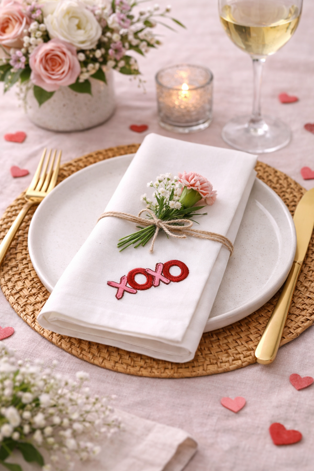 Embroidered XOXO 20" Cotton Napkin