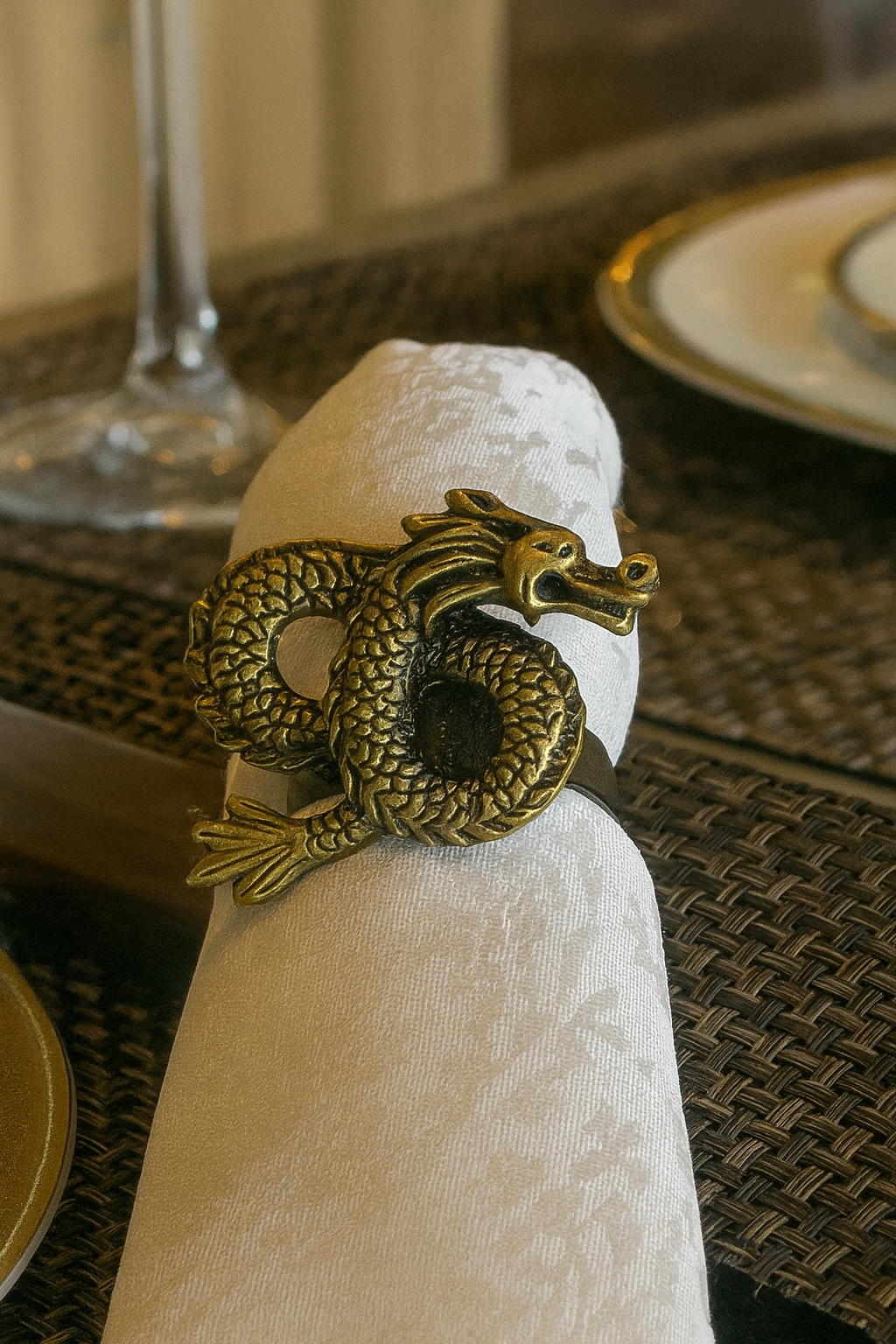 Bronze Dragon Metal Napkin Holder Ring