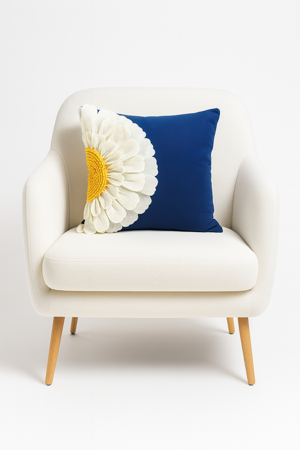 Handmade 3D Half Sunflower Cotton 18" Throw Pillow