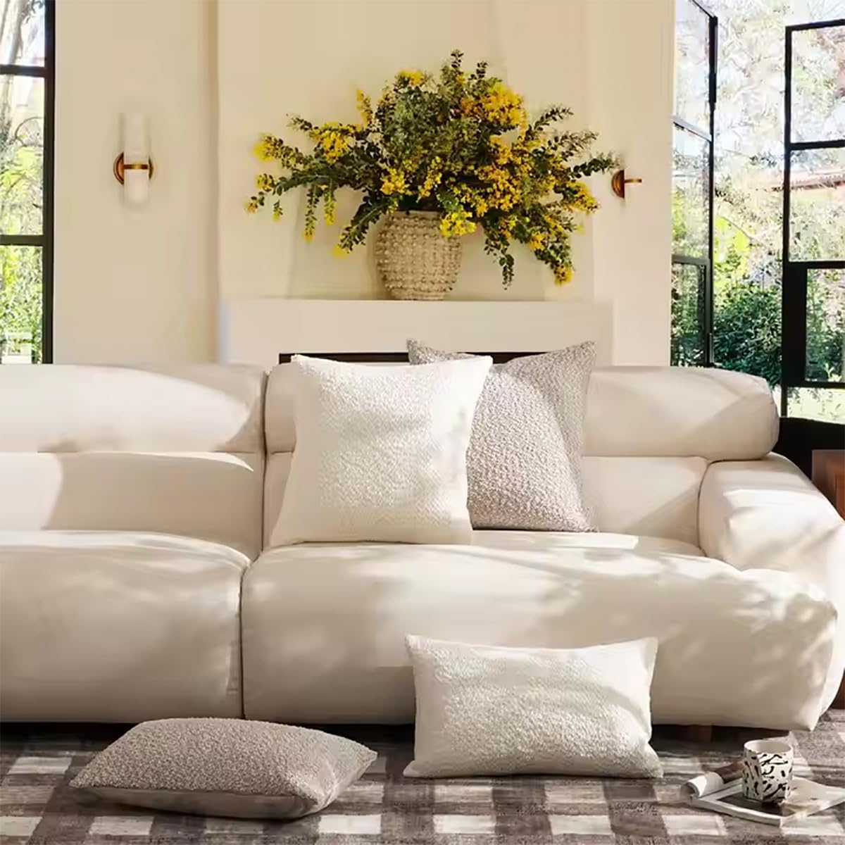 Textured Bouclé-Style Throw Pillow