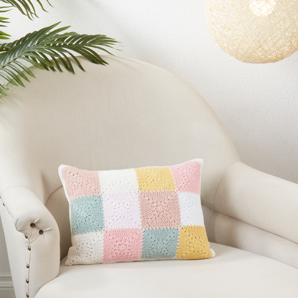 Handmade Patch Crochet Cotton 12"X16" Throw Pillow