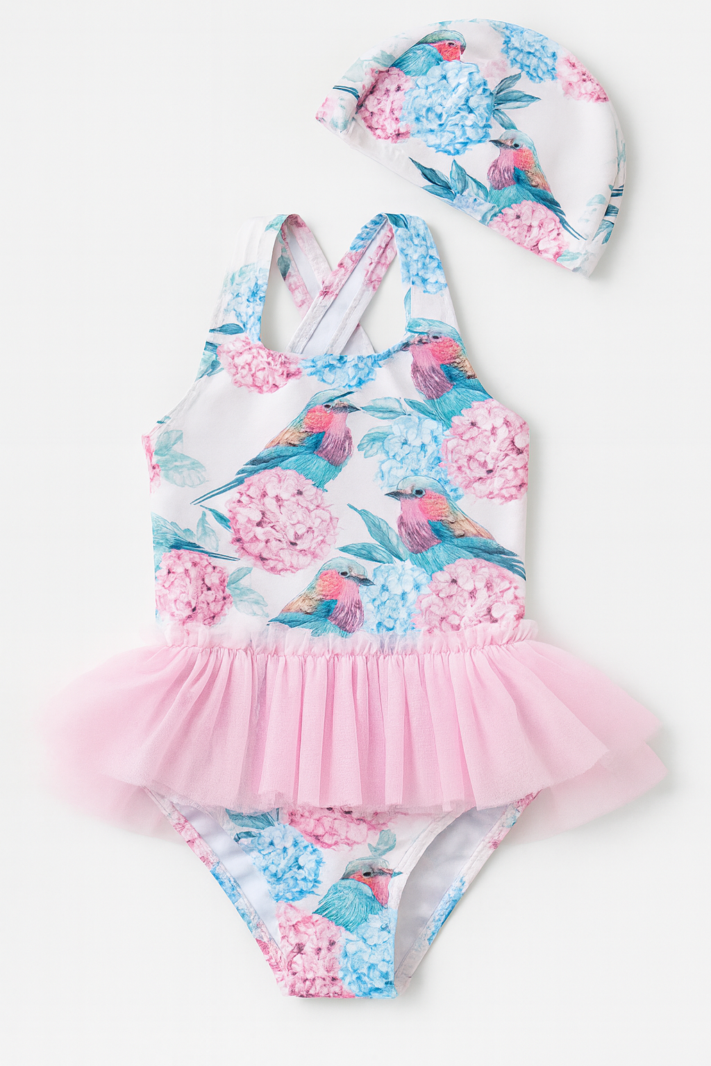 Hydrangea & Birdle Tulle One-Piece Girl Ballerina Swimsuit