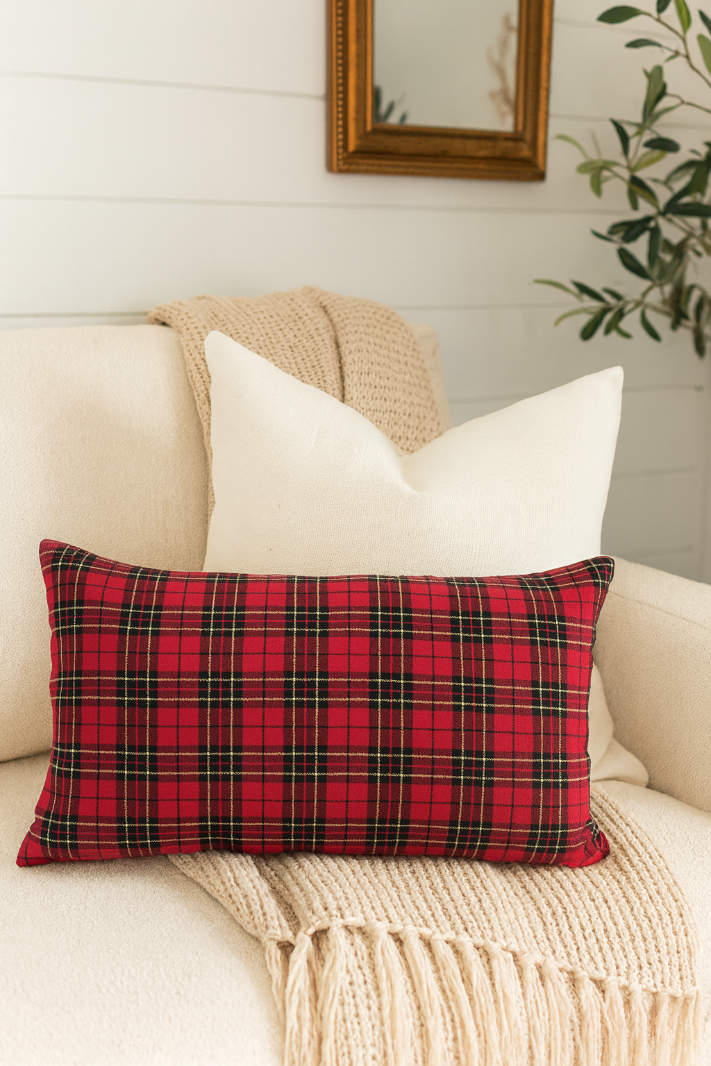 Classic Tartan Plaid Lumbar Decorative Throw Pillow