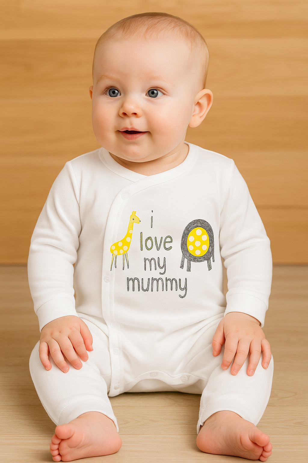White i love my mummy Baby Romper