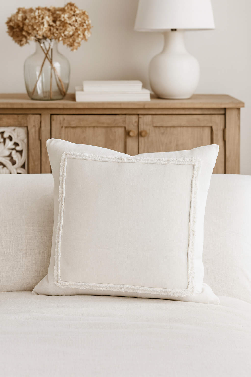 13036 - Ruffled Pure Linen 20" Down Filled Throw Pillow