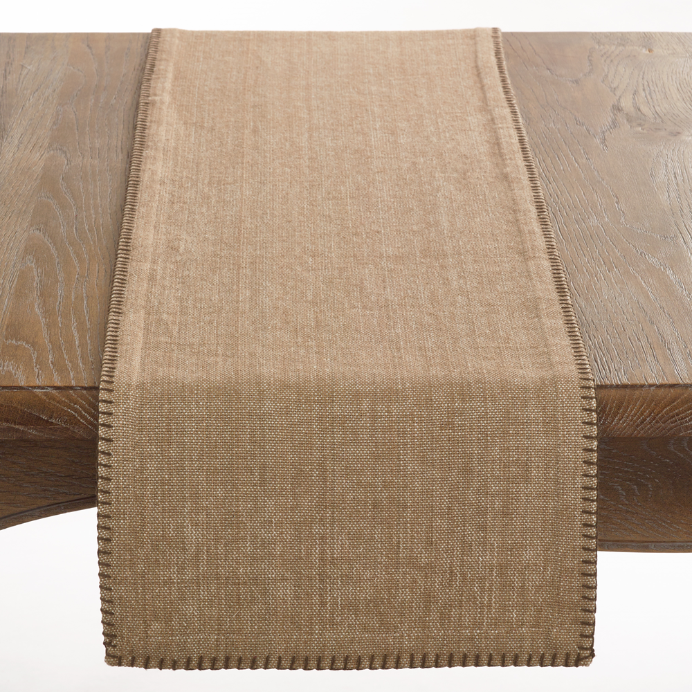 793 - Natural Whip Stitched Cotton 13"x72" Table Runner