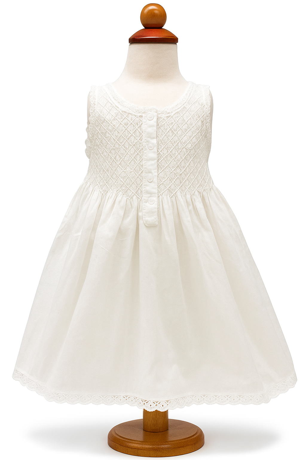 Smock Tatting Lace White Cotton Girl Night Dress