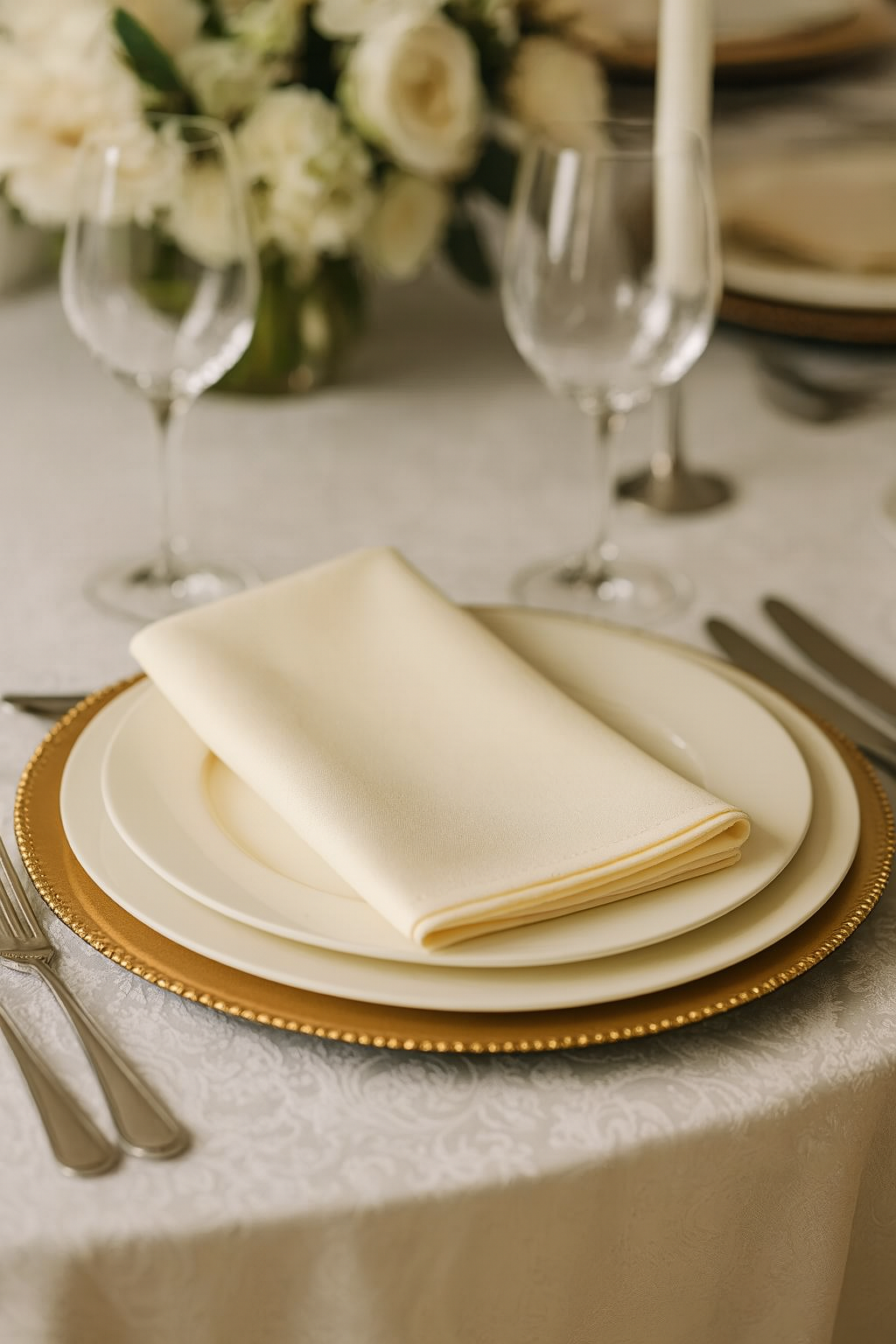 321 - Ivory Emerald Solid 20" Dinner Napkin