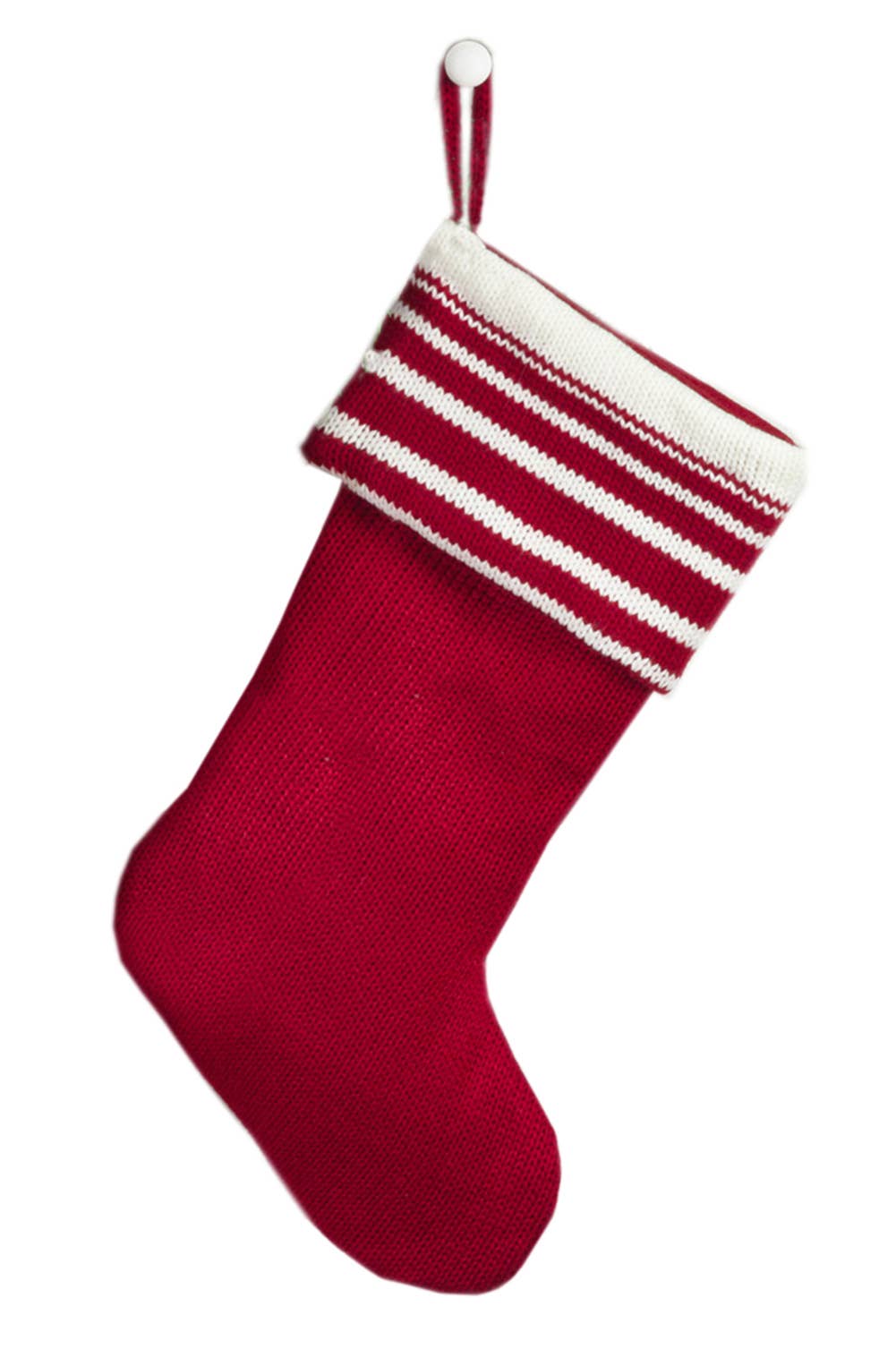Red & White Classic Cable Knit Christmas Stocking