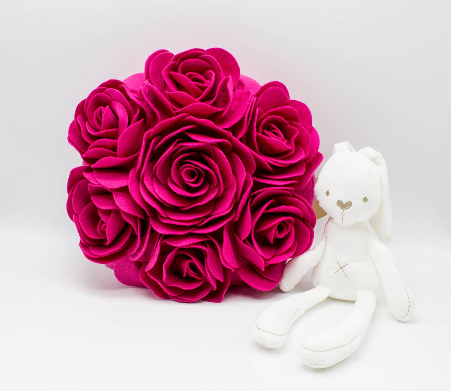 Fuchsia 3D Petals Rose 15" Throw Pillow