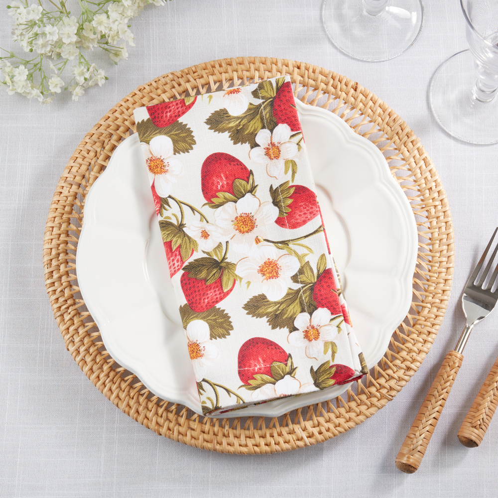 3069 - Red Strawberry Cotton 20" Cloth Napkin