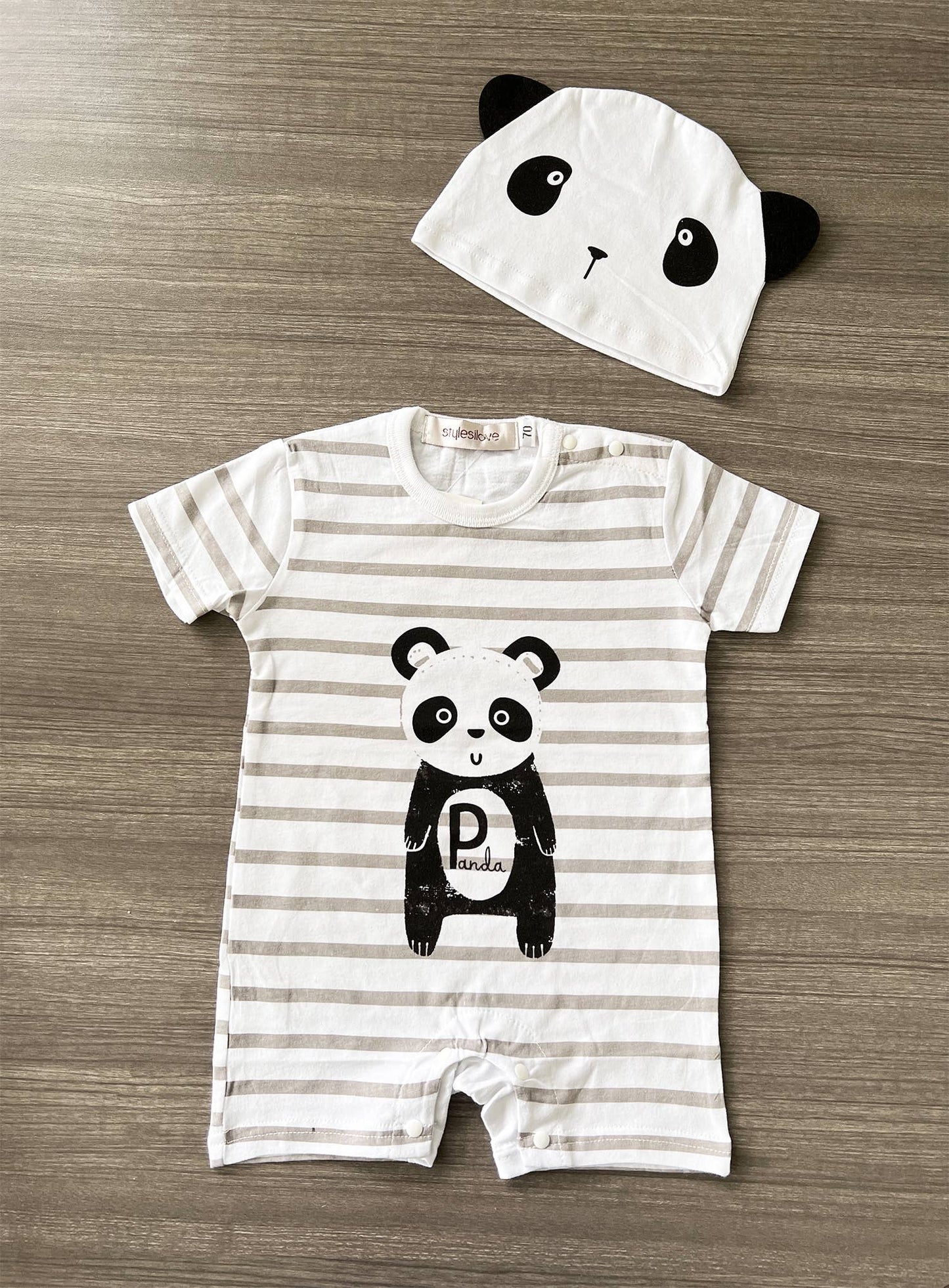 Panda Cotton Baby Romper & Hat 2pcs Set - 95/12-18 Months