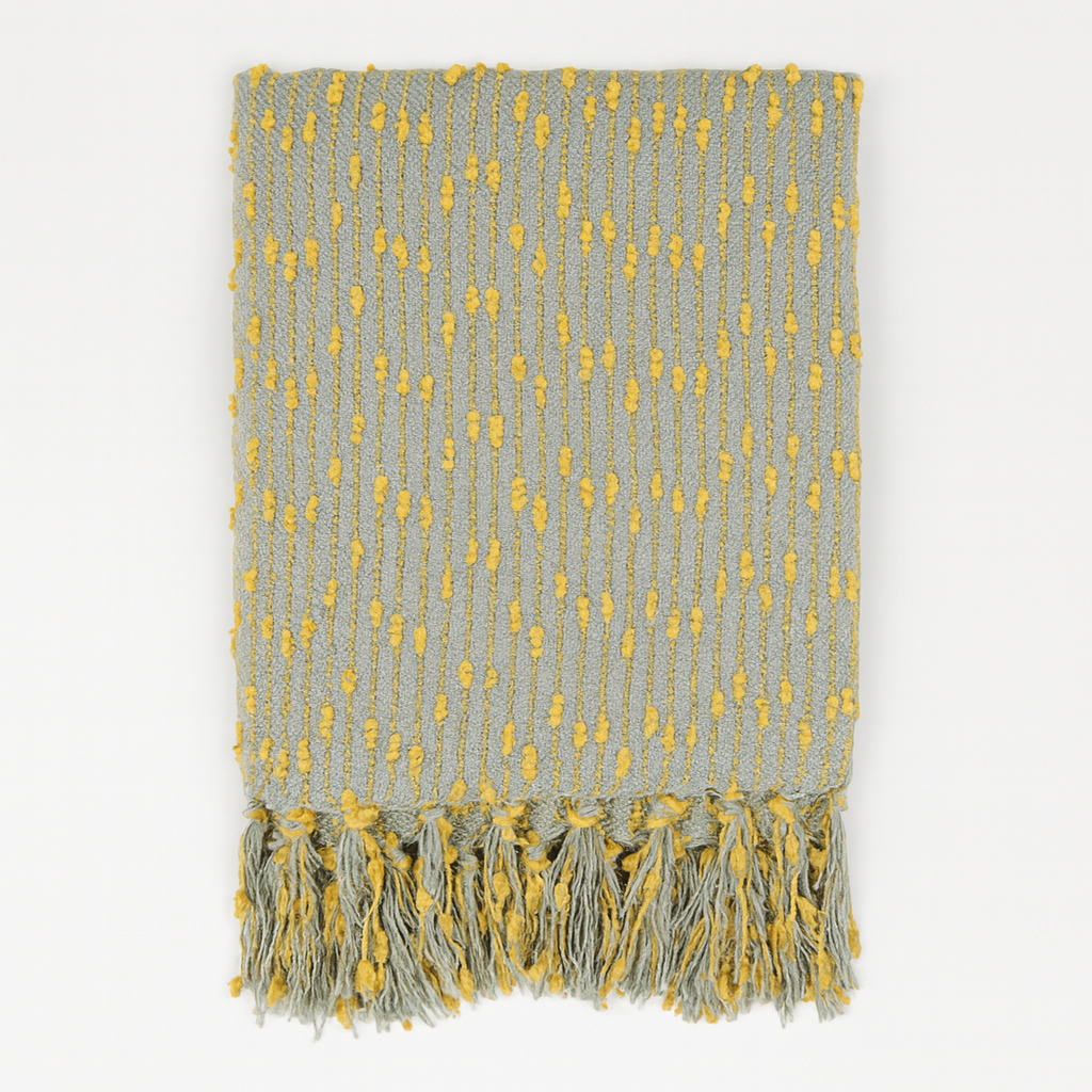 Saffron Petite Pompon Design Throw Blanket