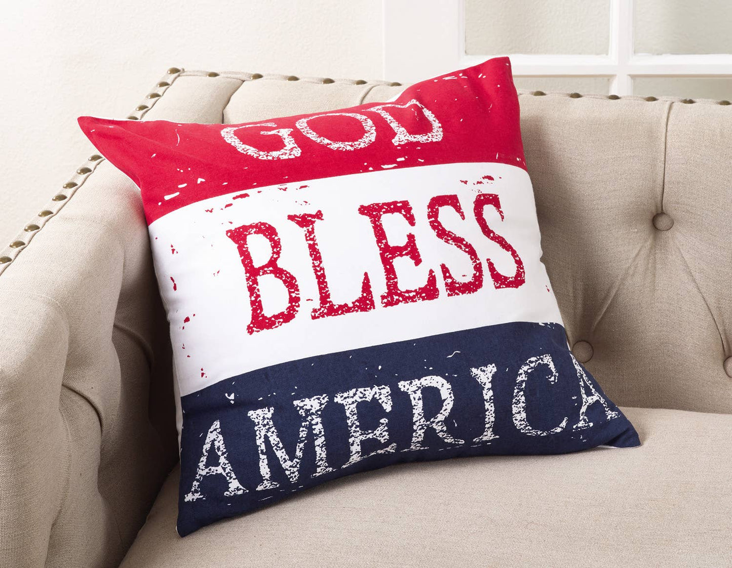 1089 - God Bless America Cotton 20" Throw Pillow