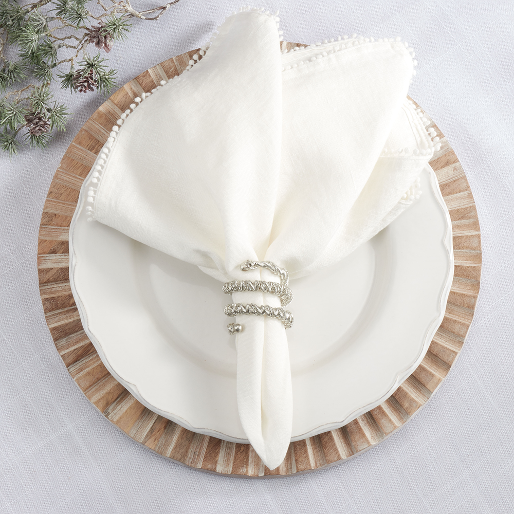 Silver Beaded Spiral Napkin Ring Holder