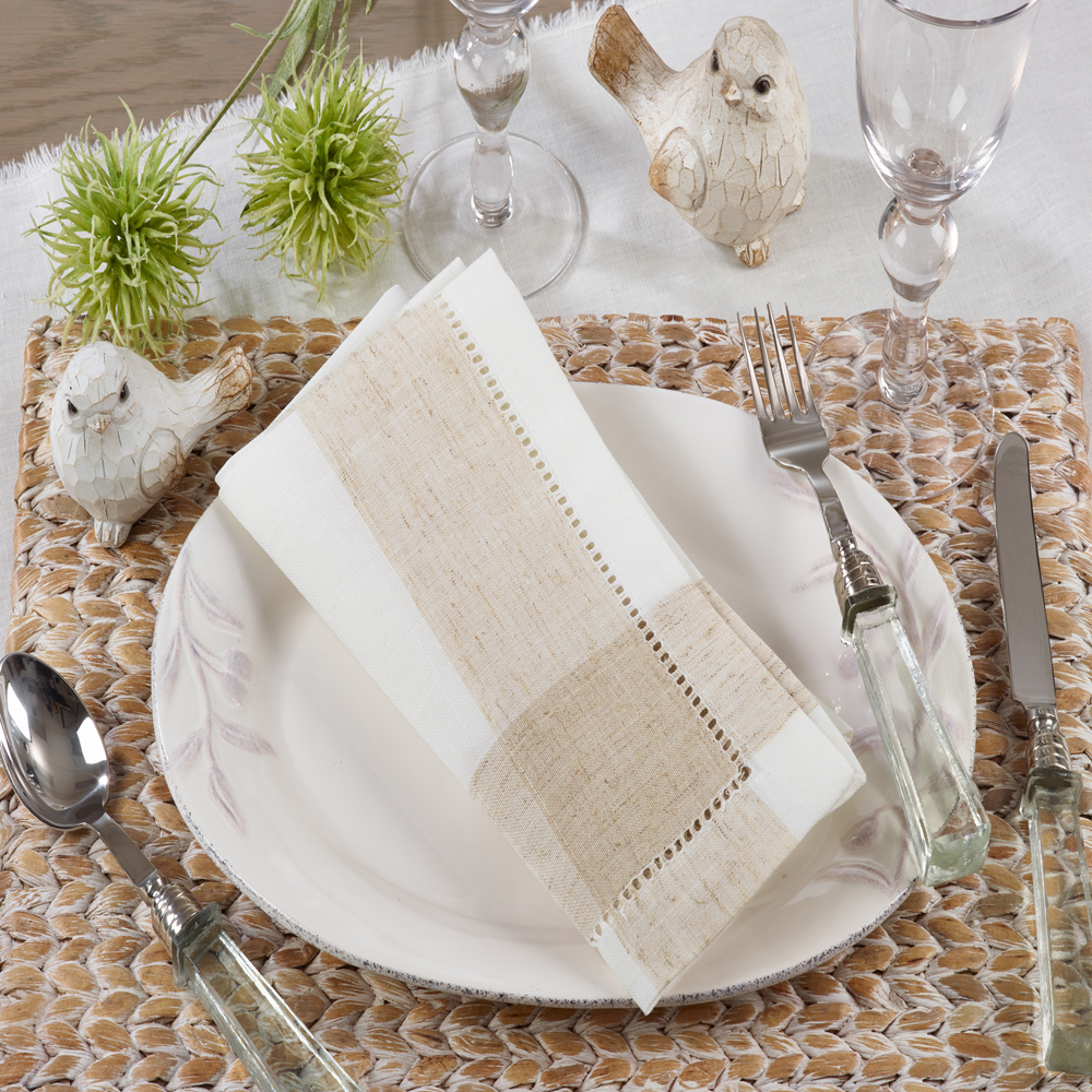 2238 - Ivory-Natural Hemstitch 20" Cloth Napkin