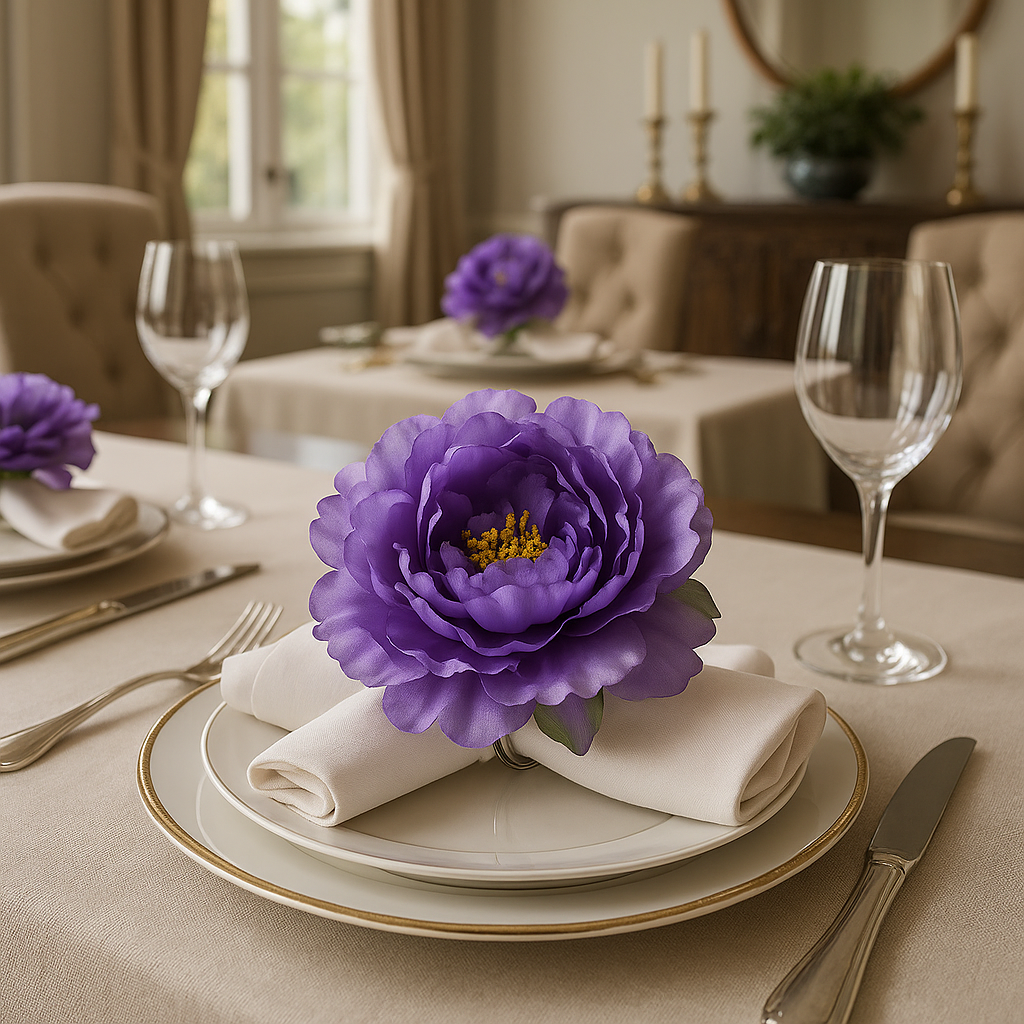 Handmade Violet Peony Napkin Ring