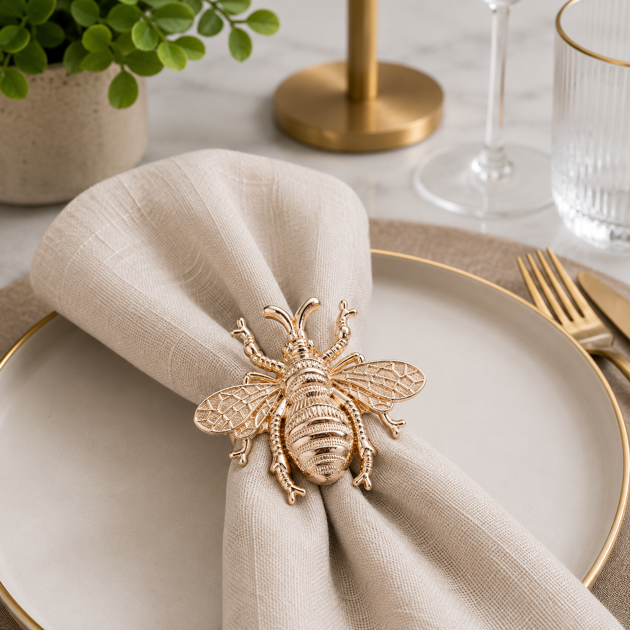 Rose Gold Bumblebee Metal Napkin Holder