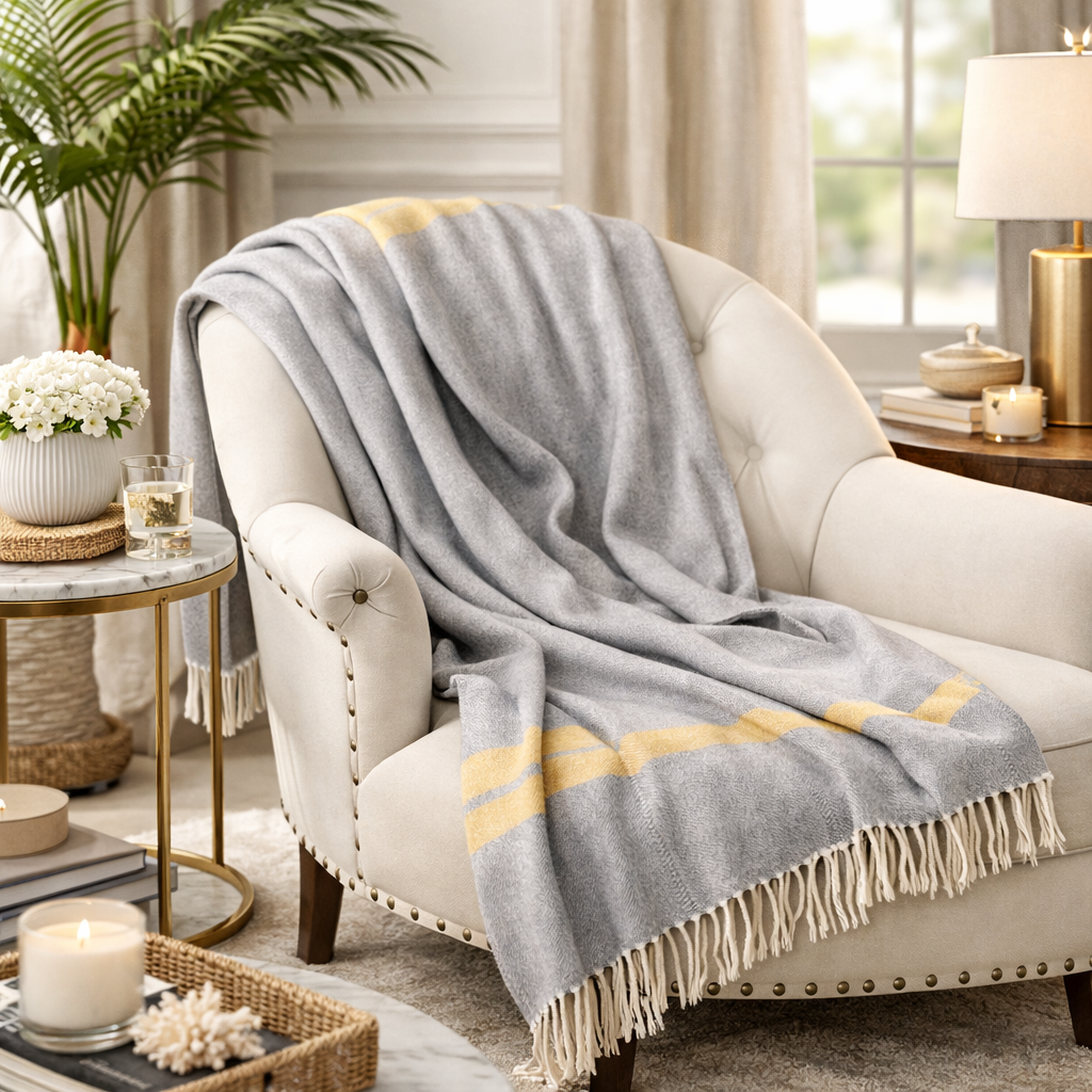 Grey Striped Herringbone 50'x60" Throw Blanket (Copy)