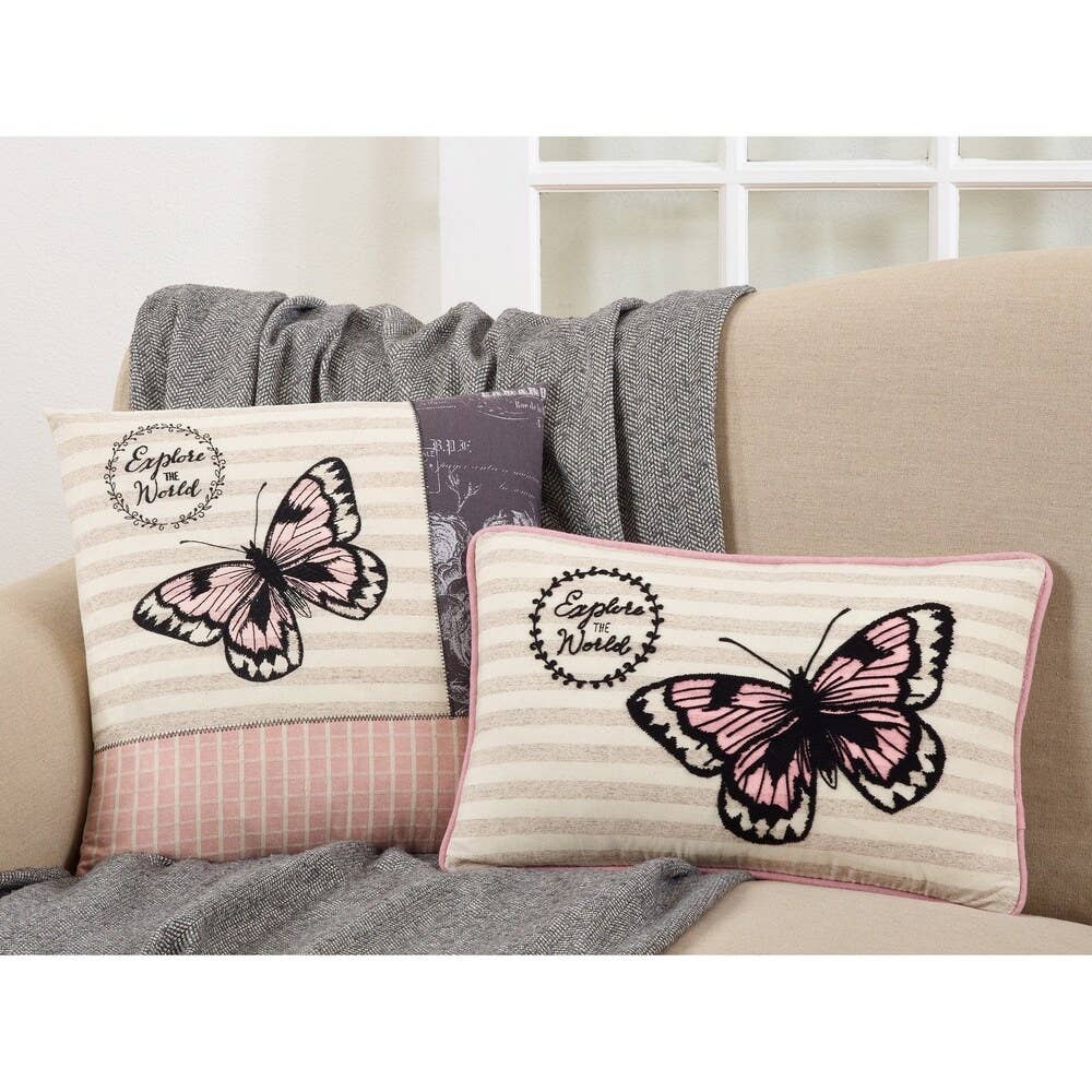 8065 - Explore The World Butterfly Decorative Throw Pillow