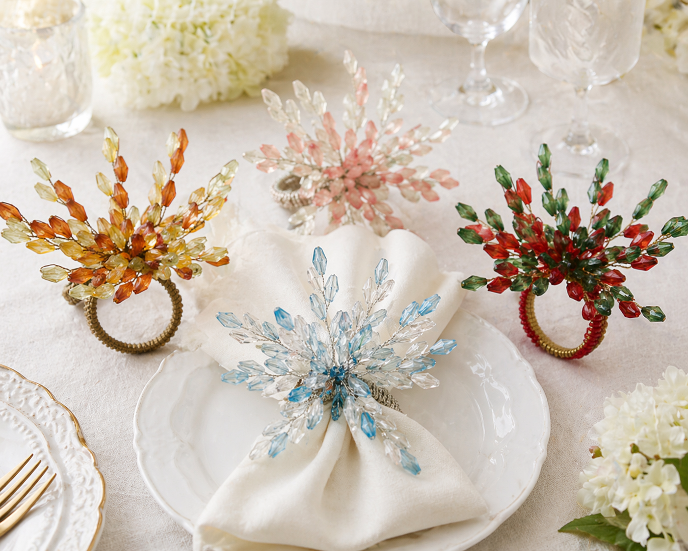 Beaded Flower Napkin Ring