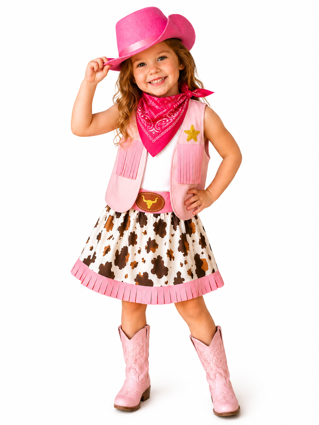 Pink Cowgirl 4-Piece Costume Outfit