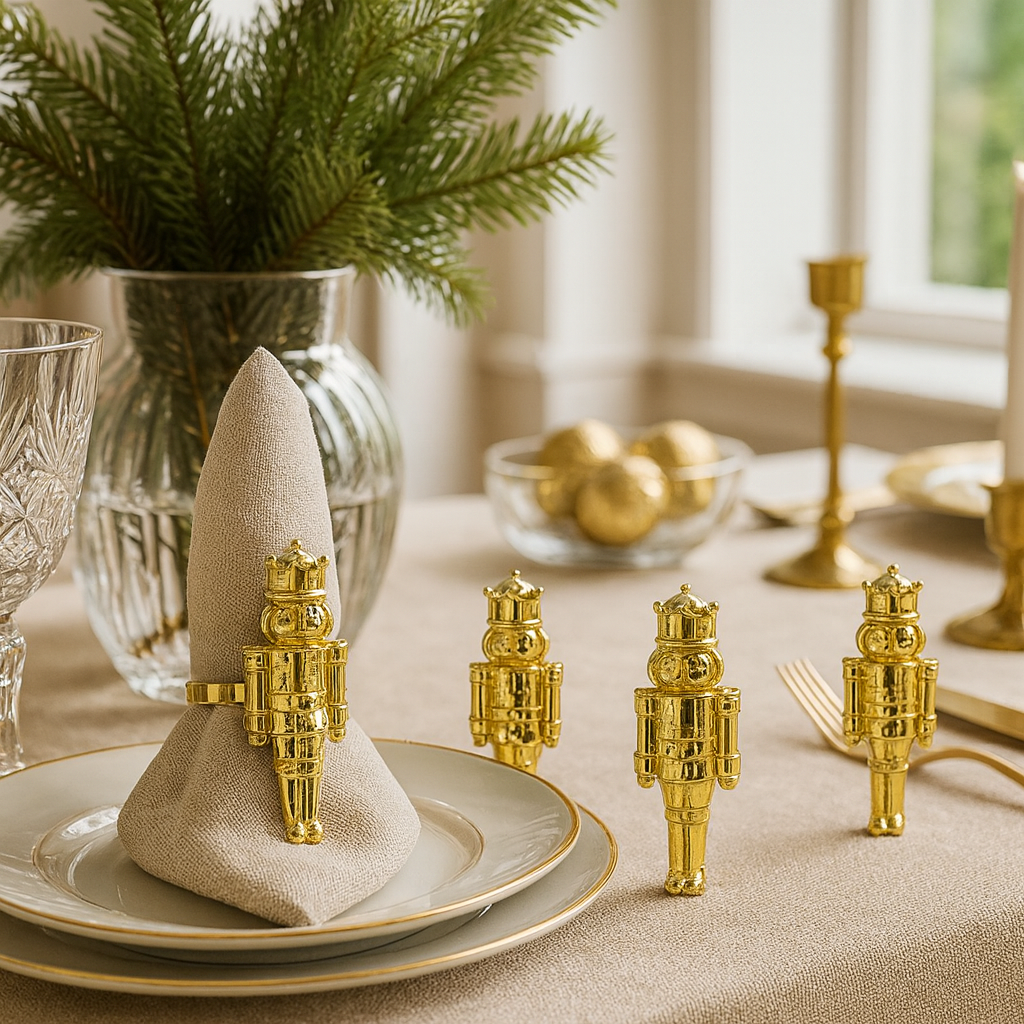 Gold Nutcracker Napkin Ring