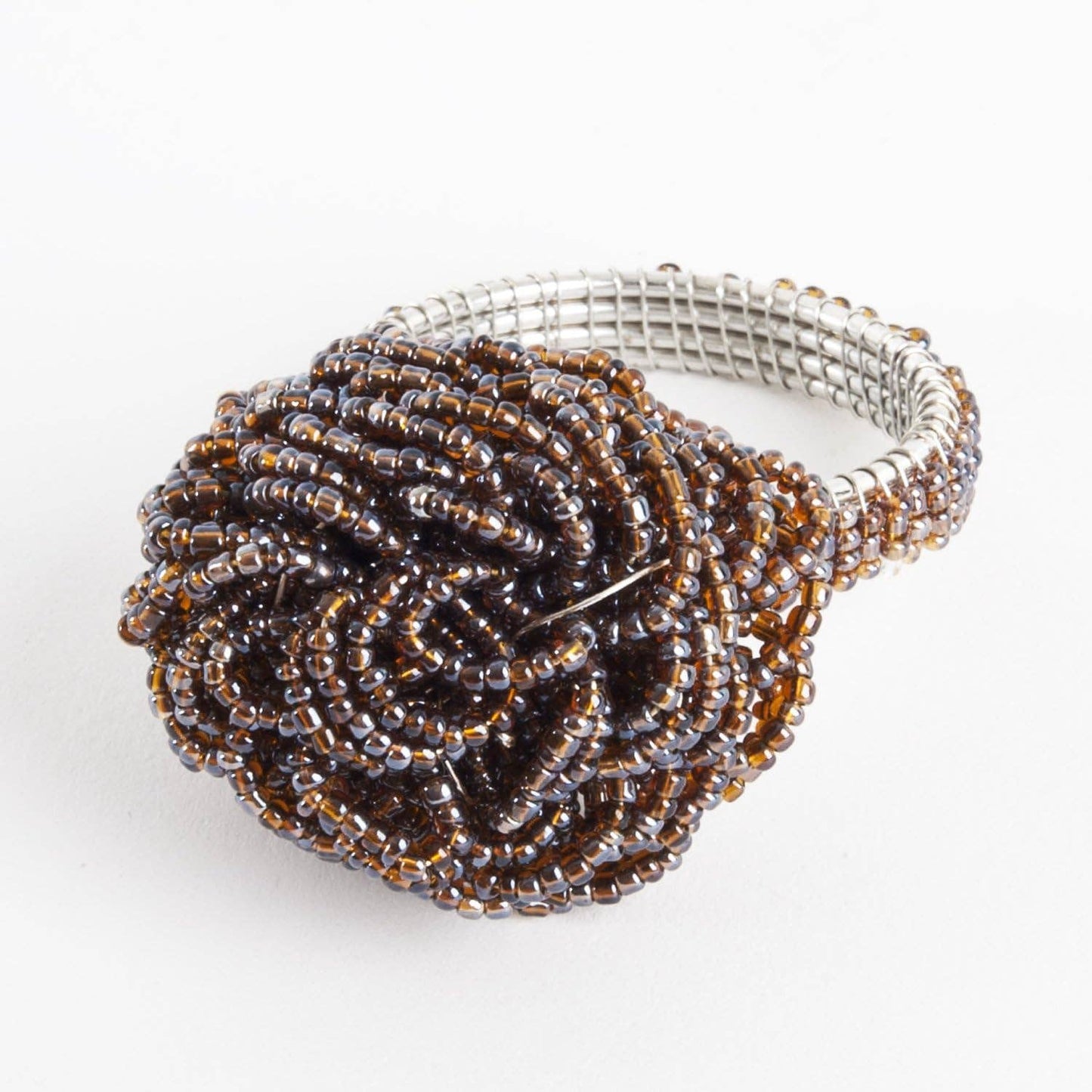 Hand Beaded Flower Napkin Ring Holder