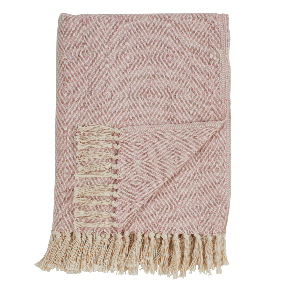 Pink Diamond Weave Cotton Throw Blanket - 50"x60"