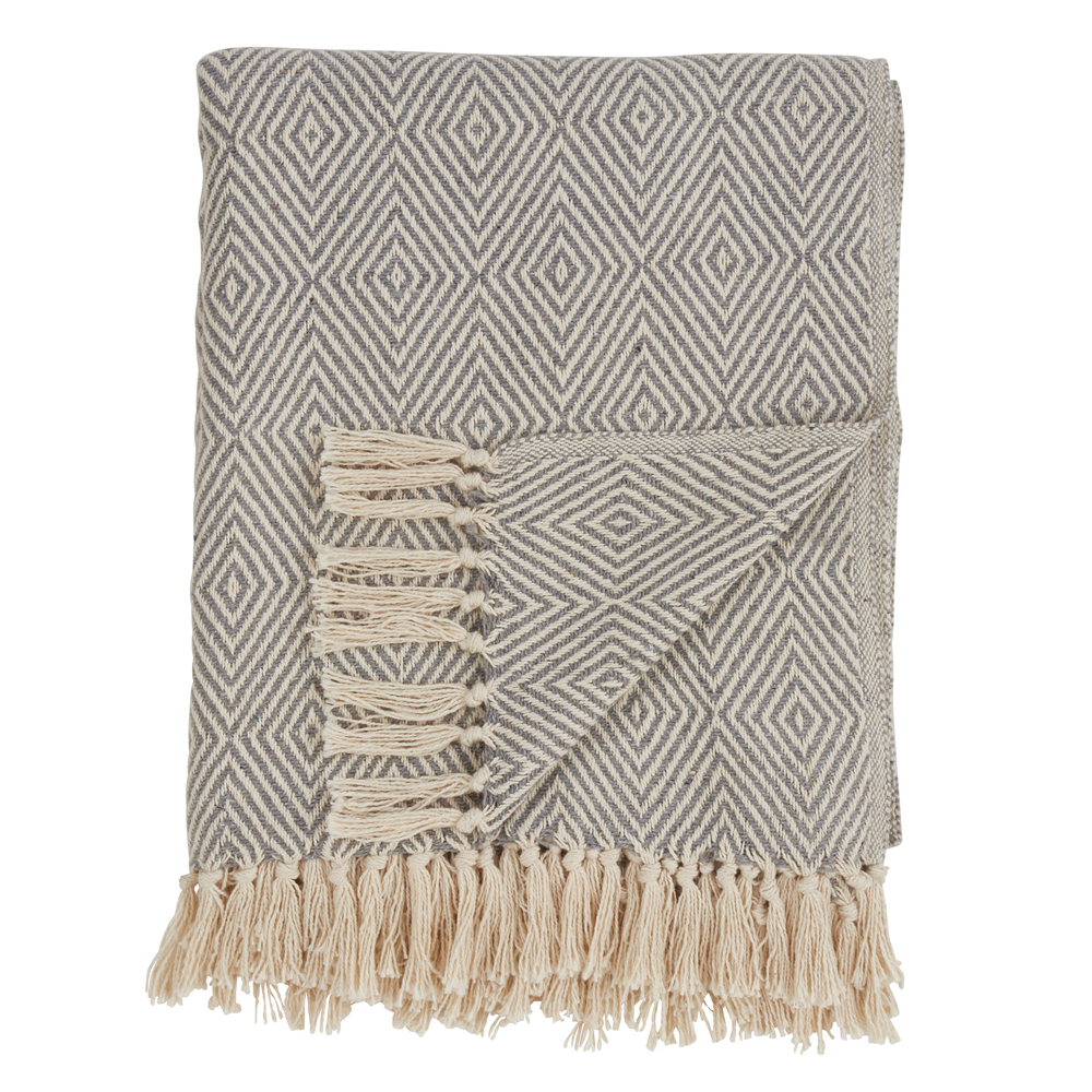 Grey Diamond Weave Cotton Throw Blanket - 50"x60"