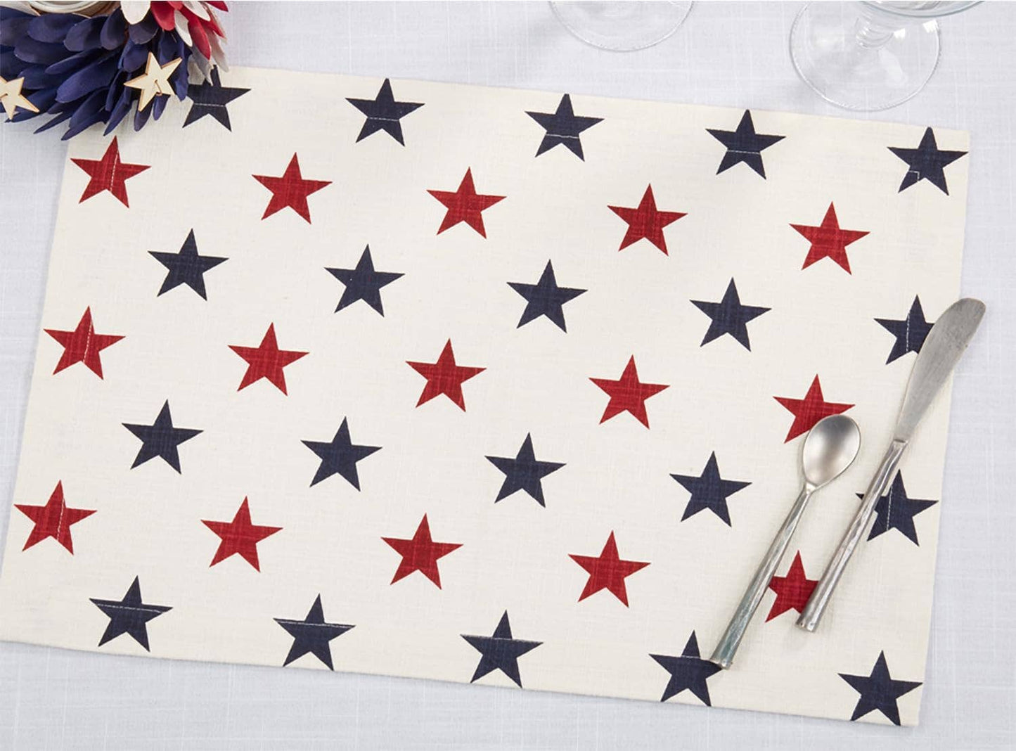 6771 - Red & Blue Stars US Flag Cotton 14"x20" Placemat