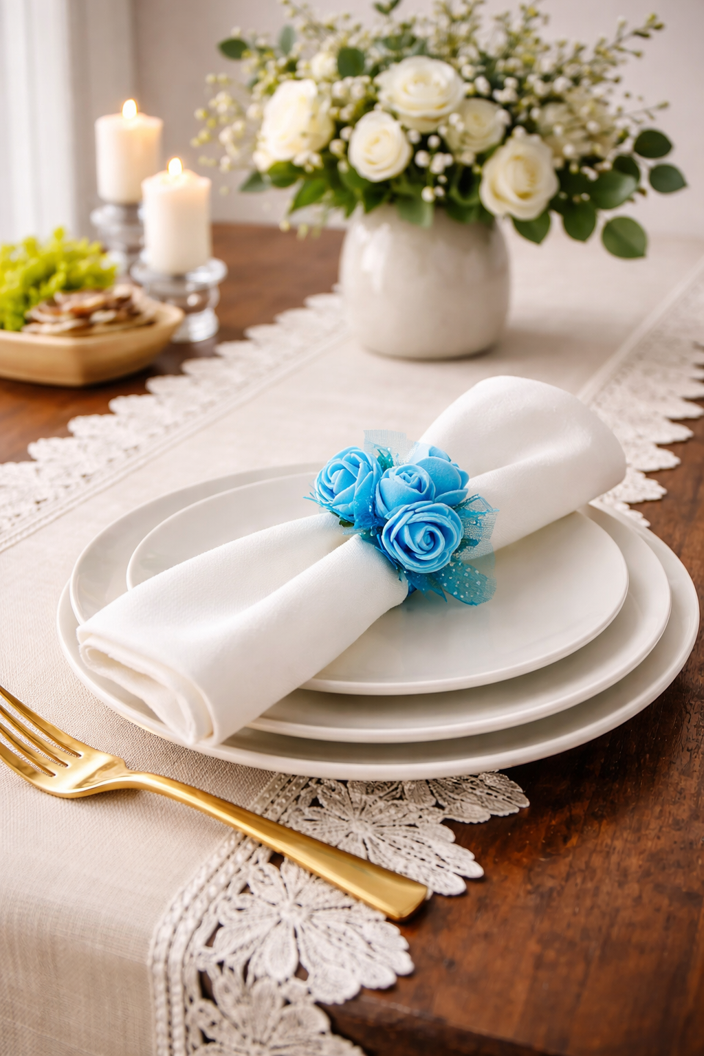 Blue Rose Napkin Ring