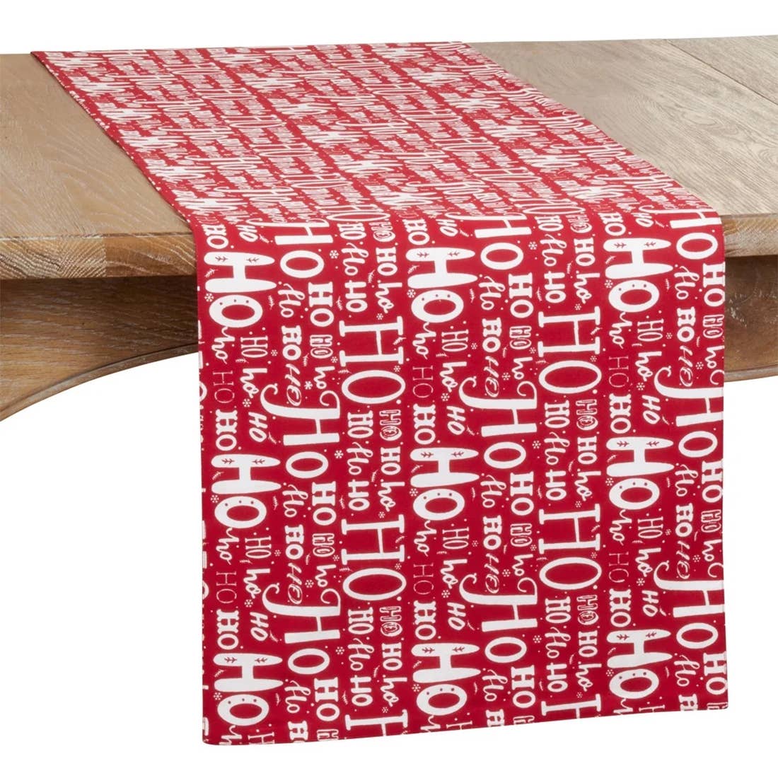 2525 - Ho Ho Ho White Red Cotton 16x72 Table Runner