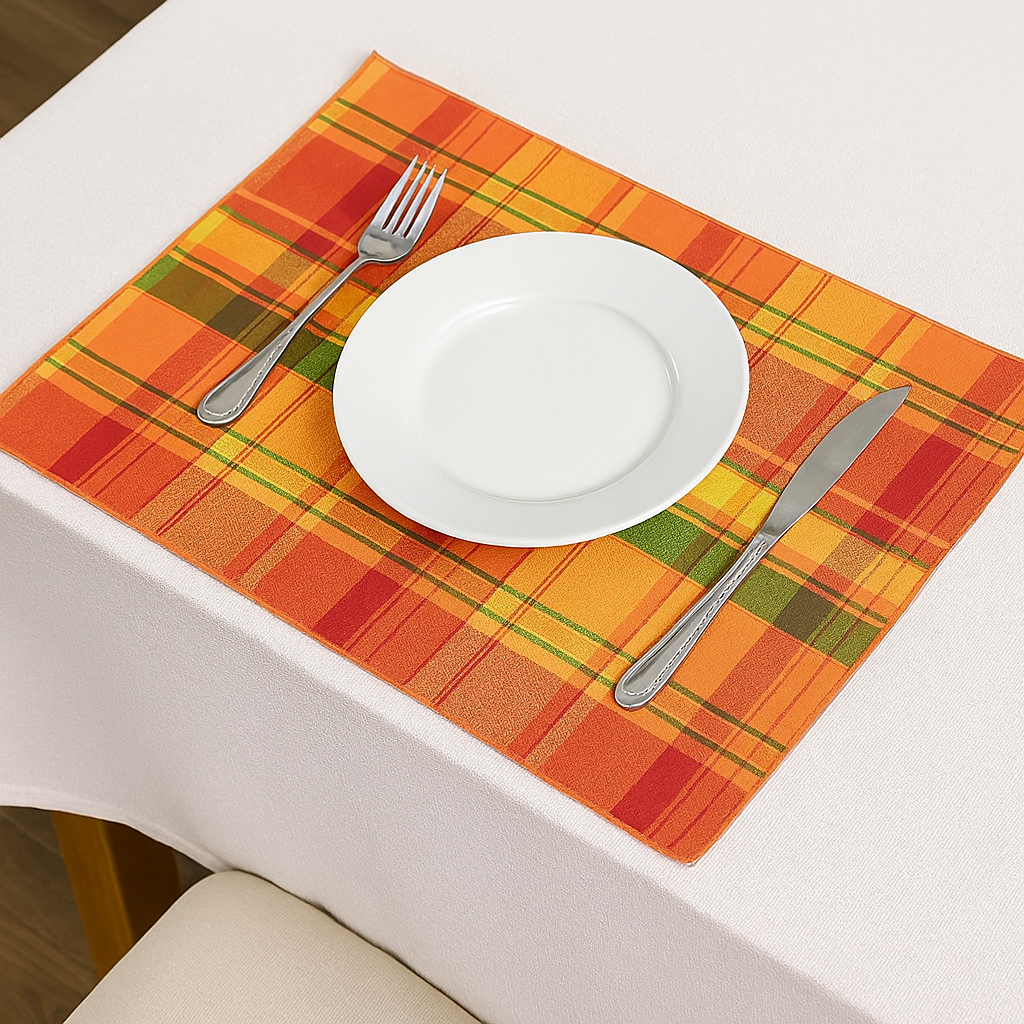 520 - Harvest Plaid Reversible Terracotta 13"x19" Placemat