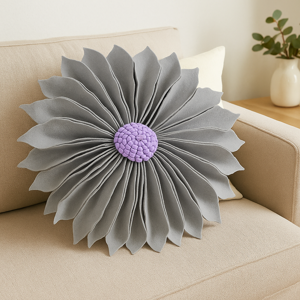 Grey 3D 13" Felt Decorative Throw Pillow