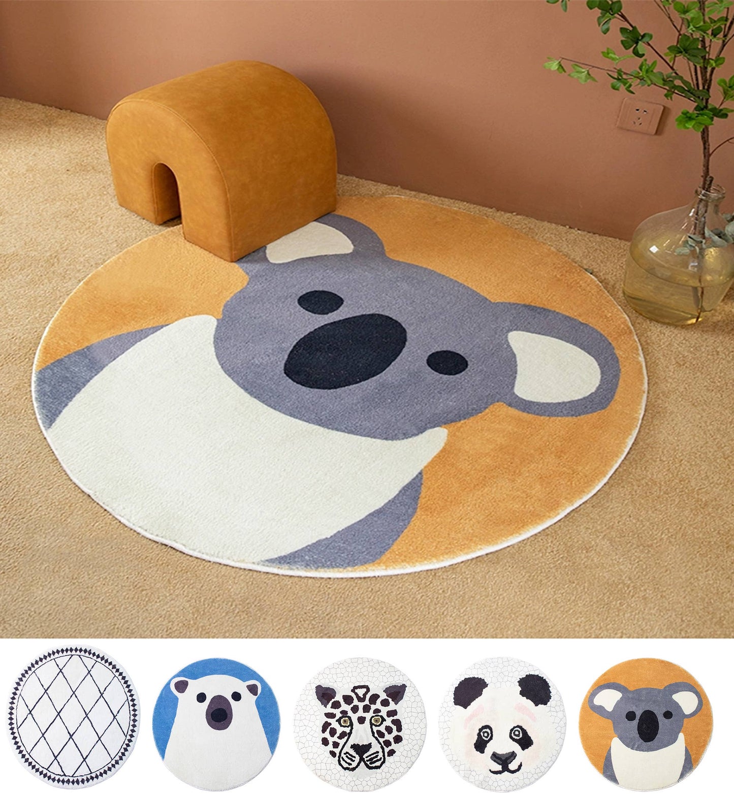Fun Soft Non-Slip Play Mat Round Small Area Rug
