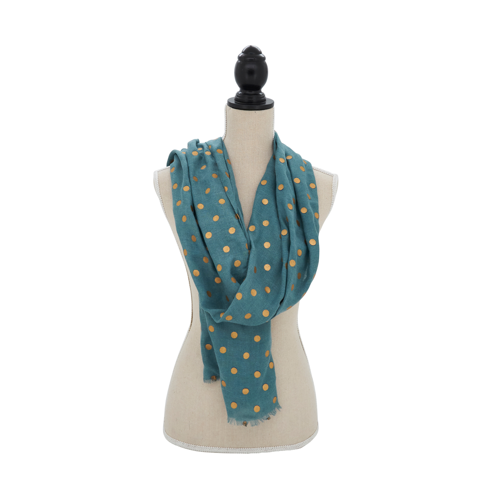 Gold Polka Dot Teal Wrap Scarf