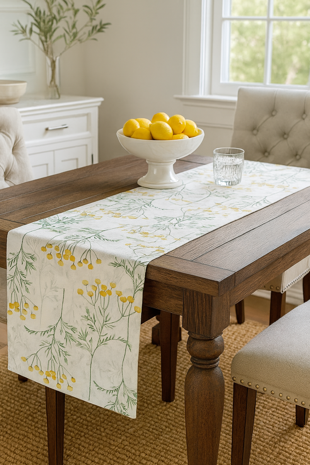 Flower Design 13x71 Inch Reversible Table Runner