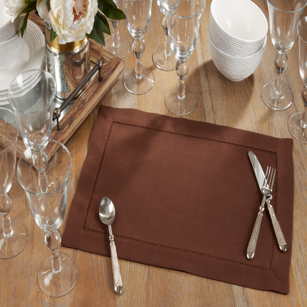 6314 - Chocolate Hemstitched 14"x20" Placemat
