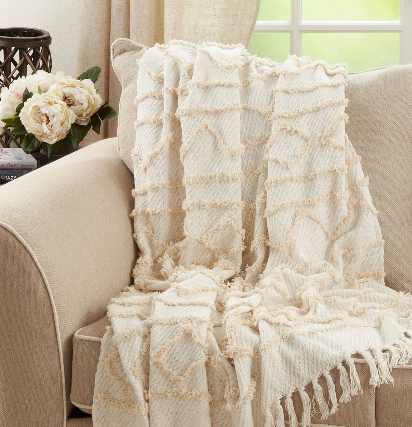 Diamond Embellished Cotton 50x60 Throw Blanket