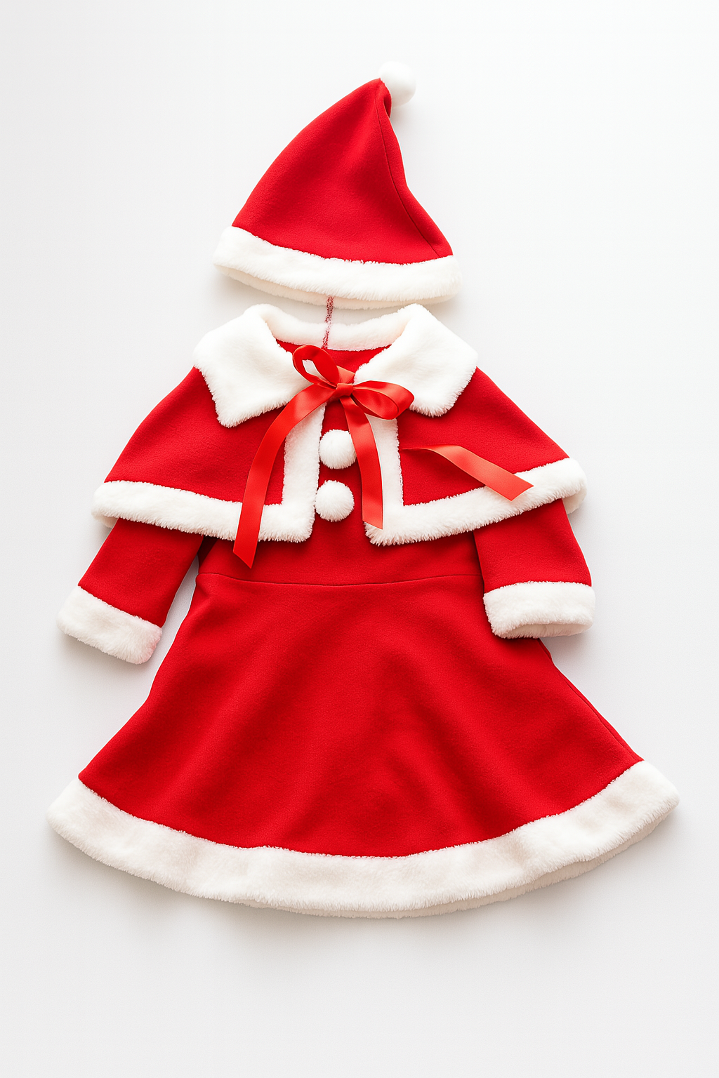 Red-White 3pcs Santa Girl Costume Outfit