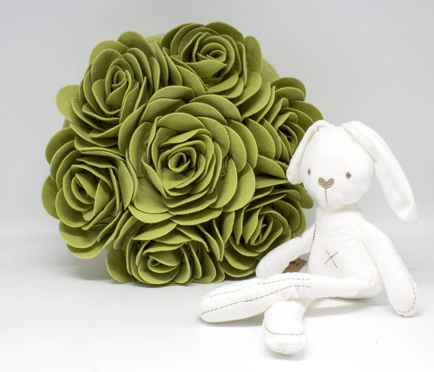 Lime 3D Petals Rose 15" Throw Pillow