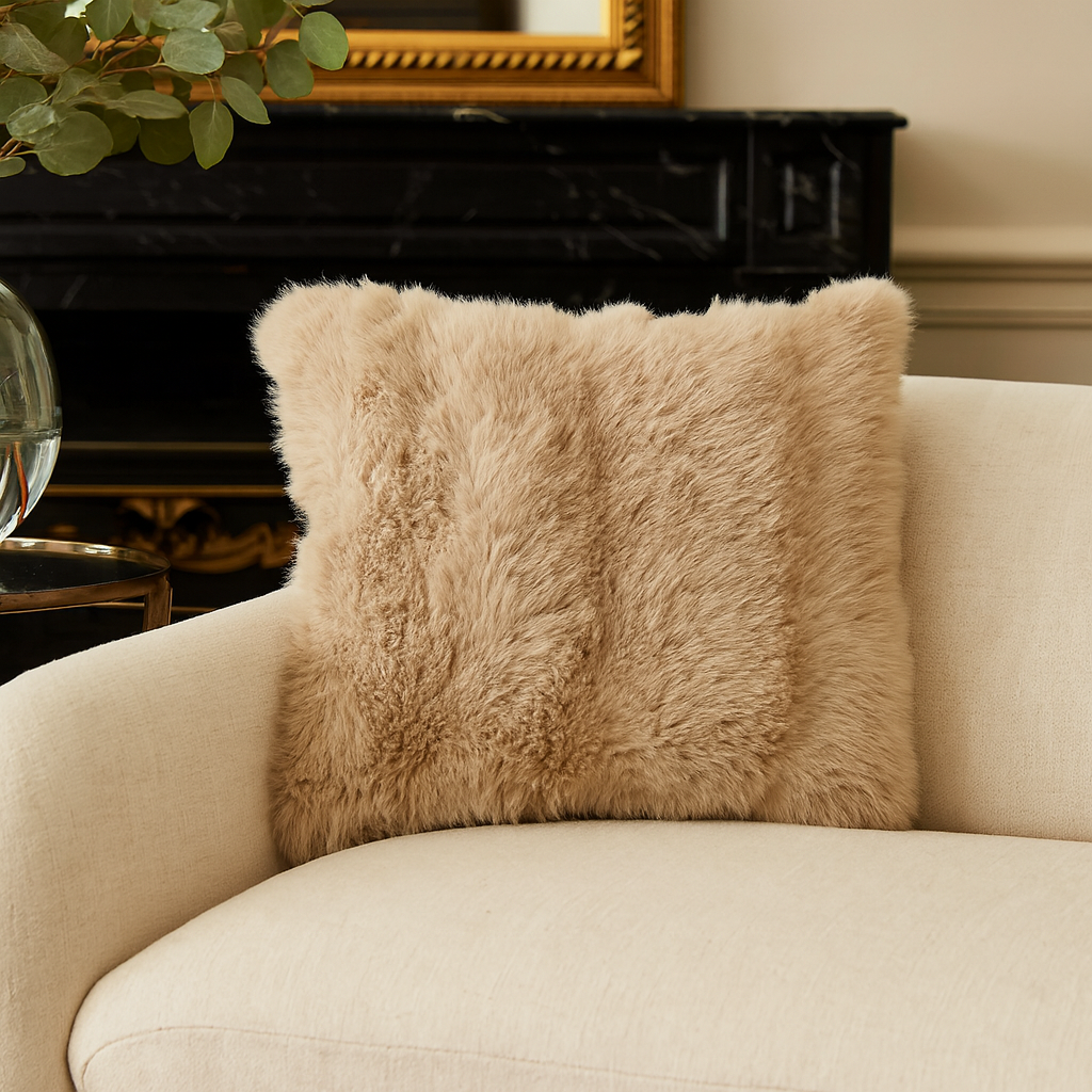 Brown Elegant Faux Fur 18" Throw Pillow
