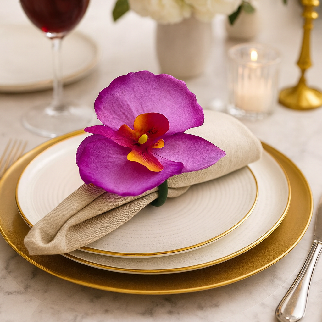 Lilac Handmade Moth Orchid Flower Napkin Ring