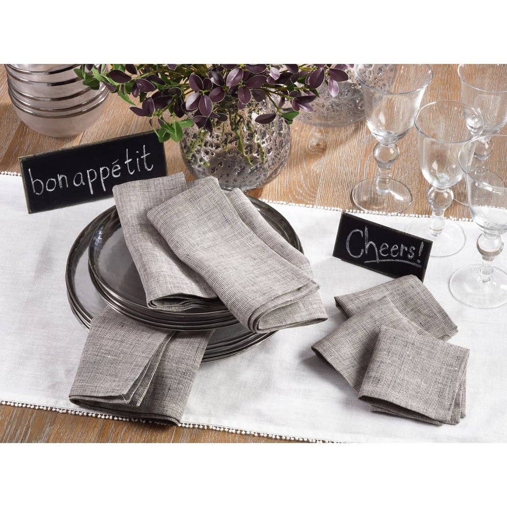 1613 - Classic Grey Pure Linen Cloth Napkin